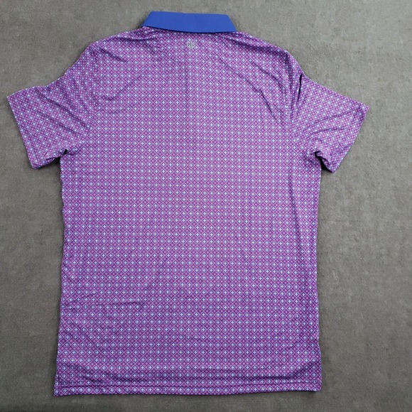 Graham Luxe Polo Shirt Mens Large Purple Performance Stretch Golf Geometric - Picture 7 of 8